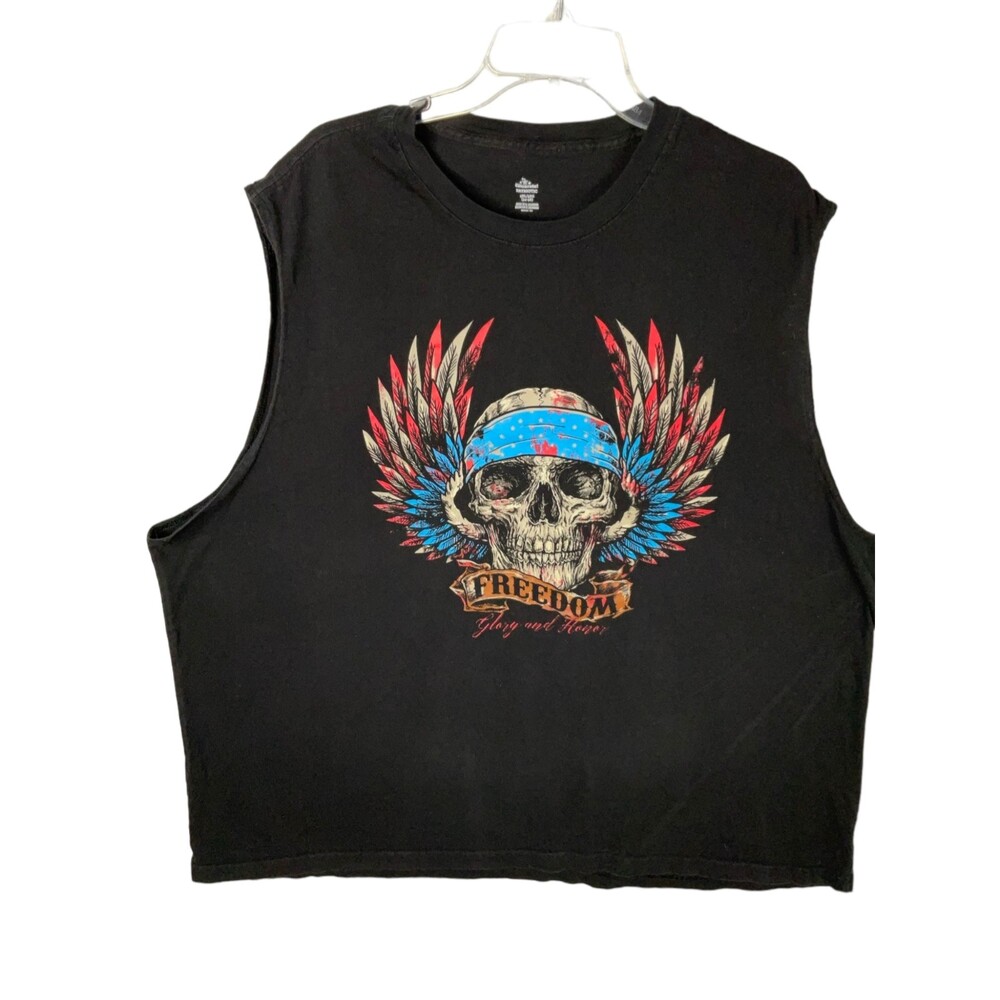 Celebrate! Patriotic Men's Size 3XL Black Muscle T-Shirt Rock Motorcycle Shirt